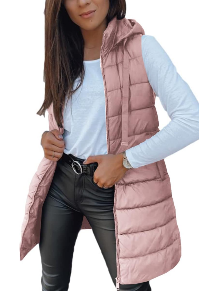 Women's Vest Sleeveless Jacket Stand Collar with Full Zipper Pockets
