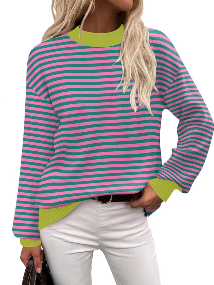 Women Long Sleeve Turtleneck Pullover Lantern Knit Sweater