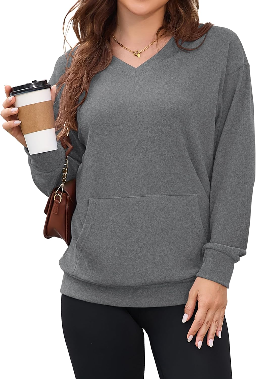 Womens Casual Long Sleeve Sweatshirt with Pockets