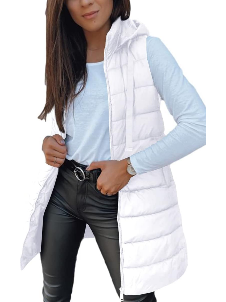 Women's Vest Sleeveless Jacket Stand Collar with Full Zipper Pockets