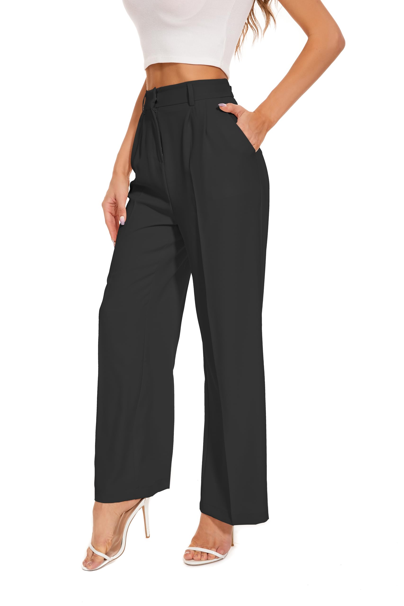 HOT SALE Women's Hish Elastic Waist Back Straight Suit Wide Leg Pants (Buy 2 Free Shipping)
