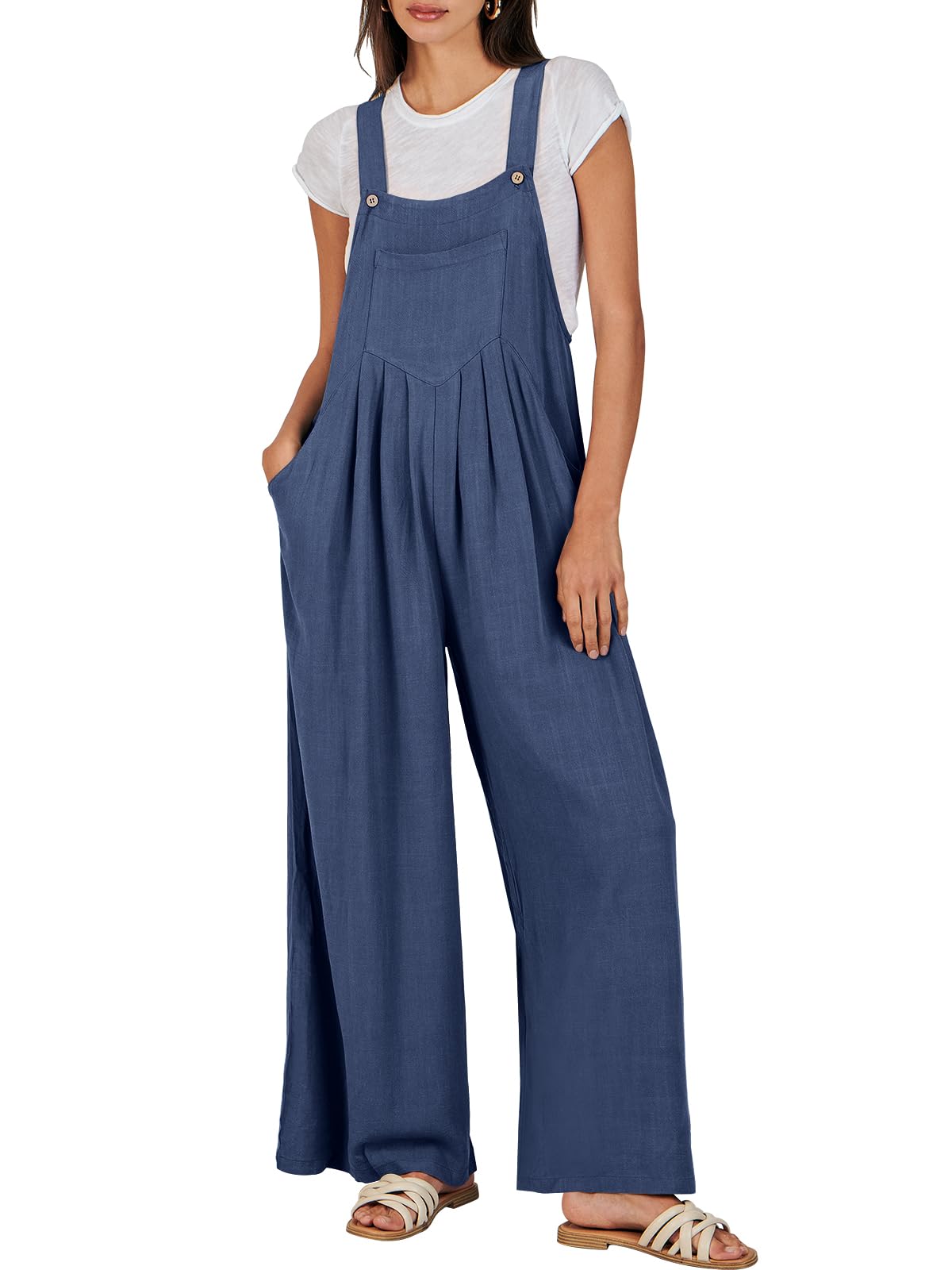 ⏰Hot Sale-Women's Sleeveless Wide Leg Jumpsuit with Pockets(Buy 2 Free Shipping)