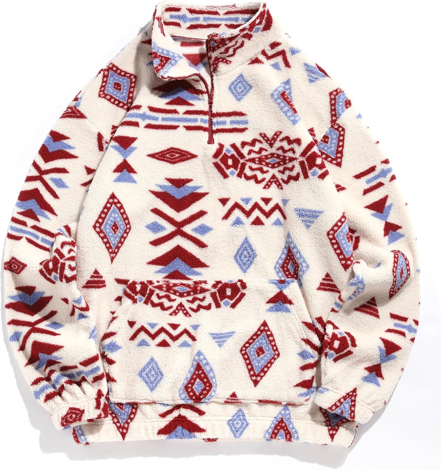 Women's Geometric Print Half Zip Sherpa Pullover Sweatshirt