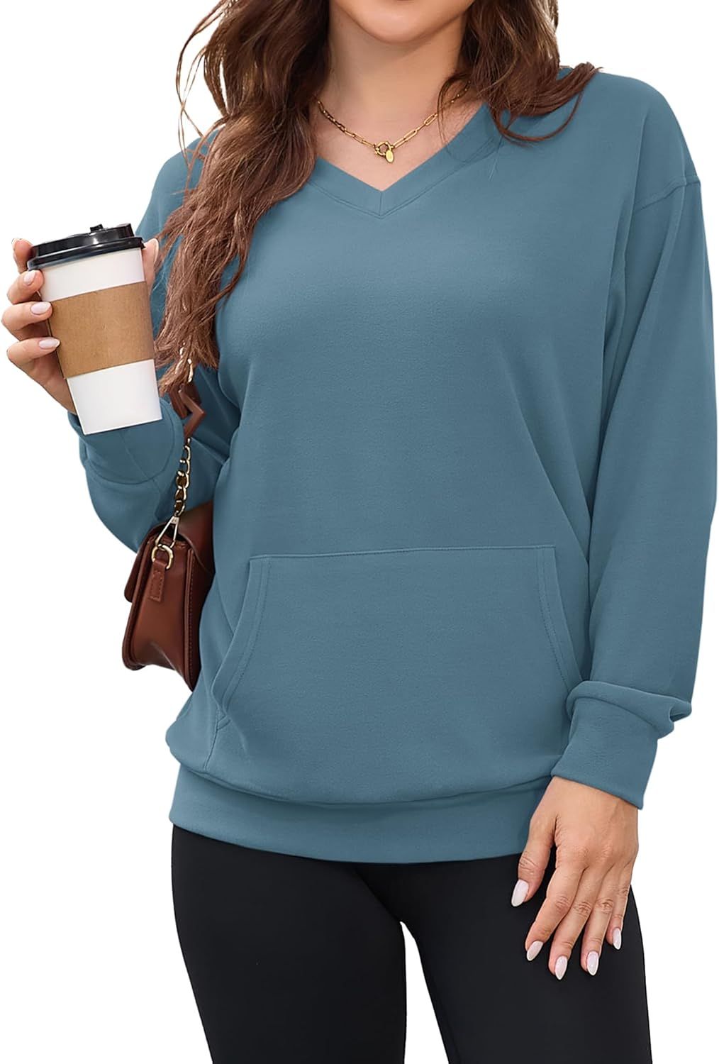 Womens Casual Long Sleeve Sweatshirt with Pockets