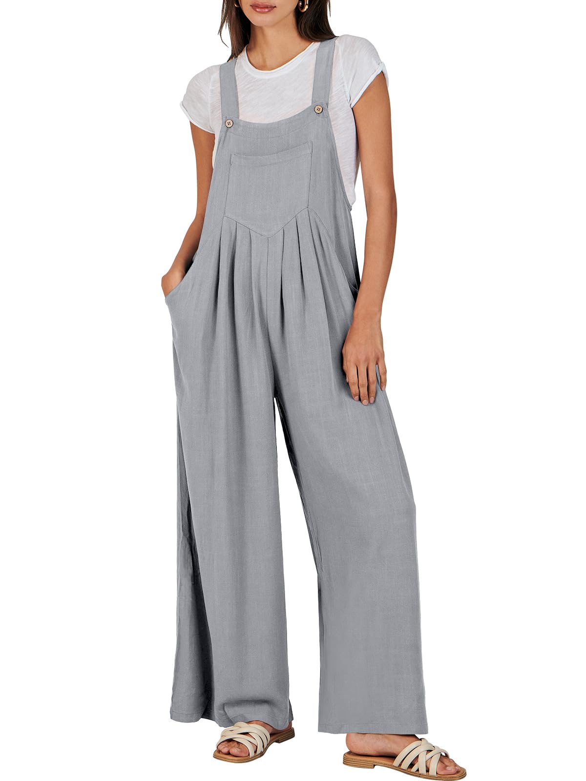 ⏰Hot Sale-Women's Sleeveless Wide Leg Jumpsuit with Pockets(Buy 2 Free Shipping)