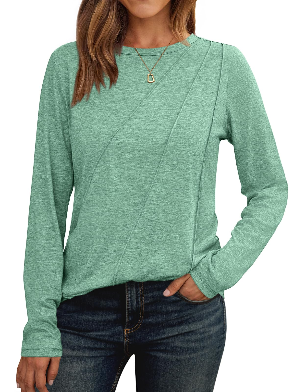 Womens Pleated Long Sleeve Tunic Tops