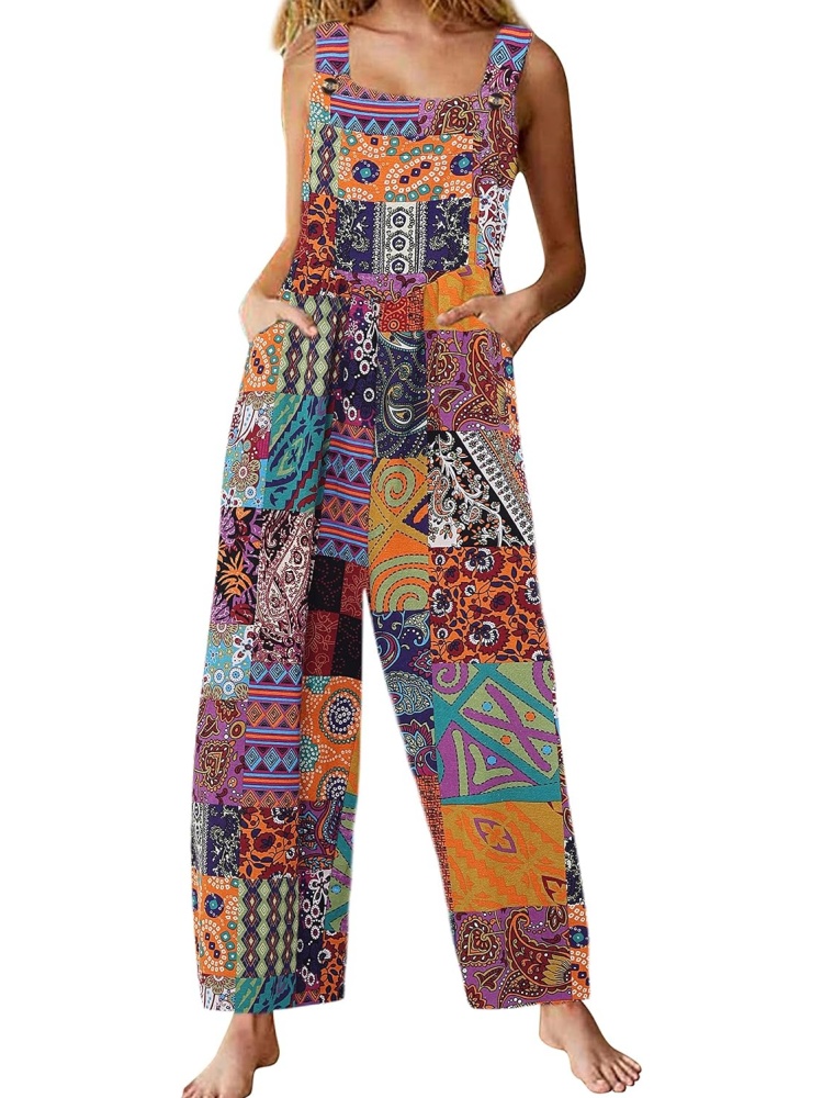 Women's Patchwork Dual Pocket Jumpsuit (BUY 2 FREE SHIPPING)
