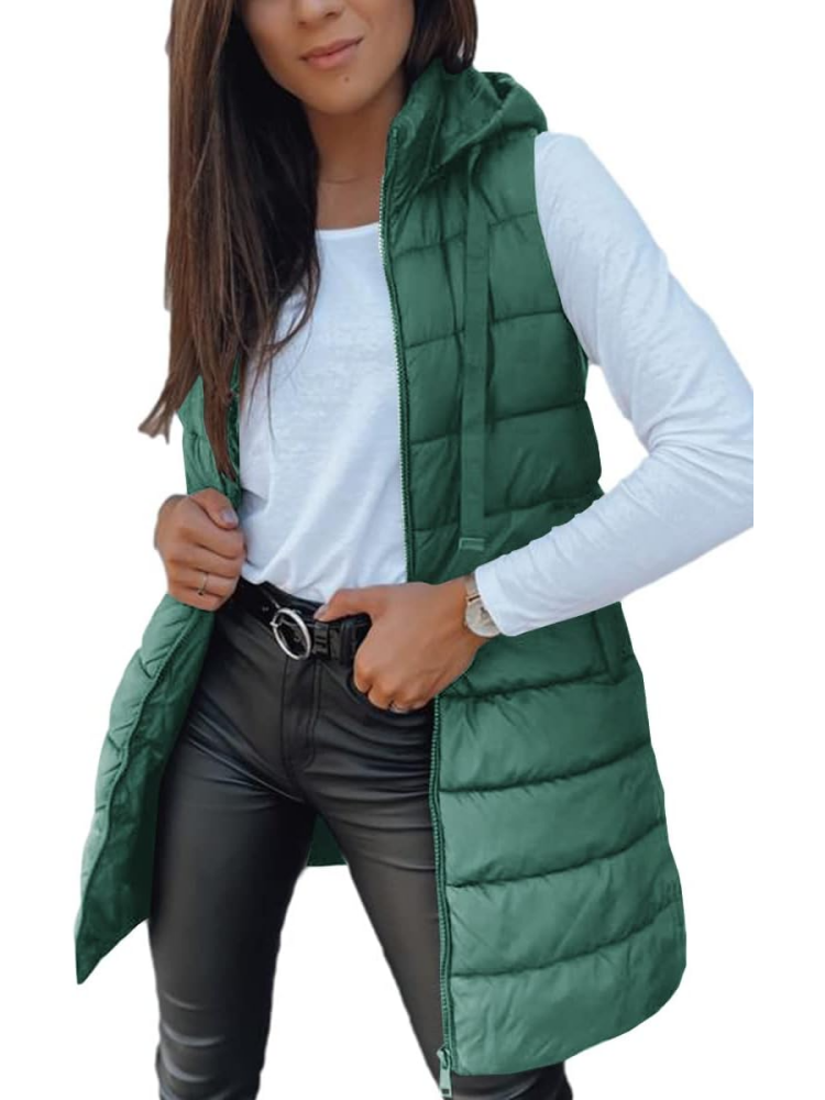 Women's Vest Sleeveless Jacket Stand Collar with Full Zipper Pockets