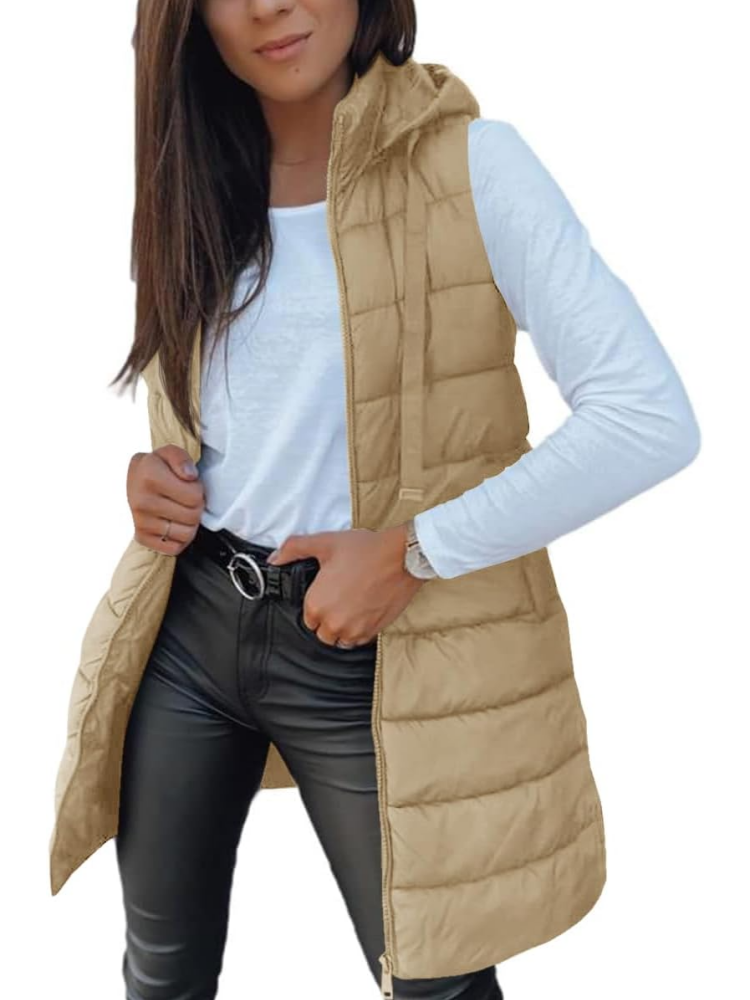 Women's Vest Sleeveless Jacket Stand Collar with Full Zipper Pockets