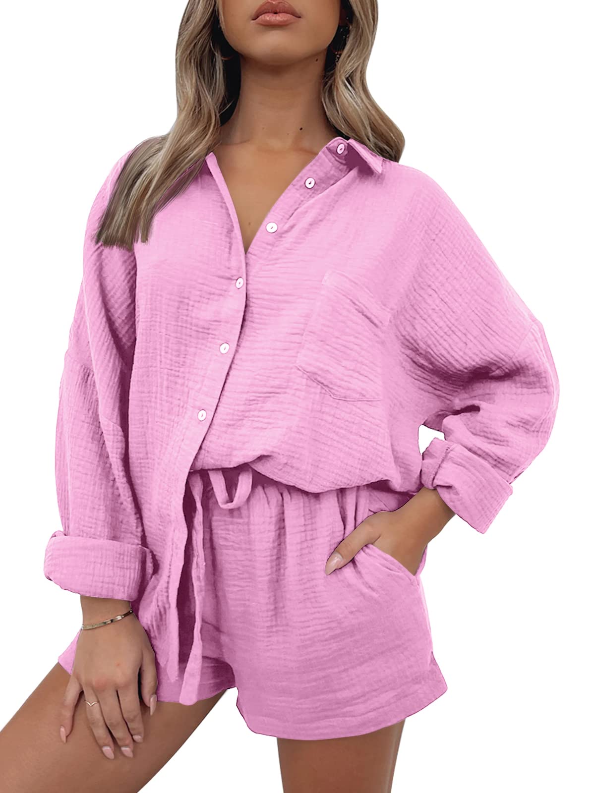Women's Button Down Oversized Sweatshirt Set✨Buy 2 Free Shipping