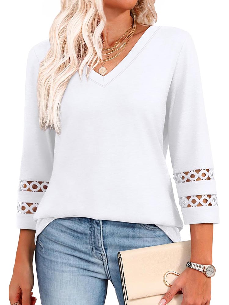 Womens 3/4 Length Sleeve Dressy Casual Blouses
