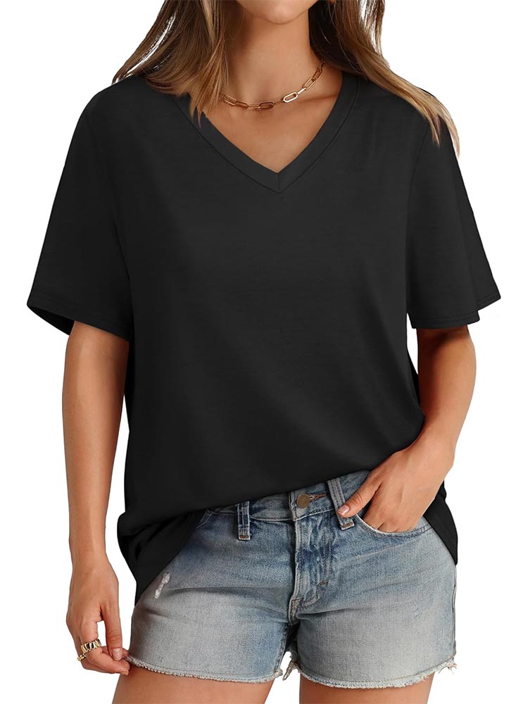 Womens V Neck Short Sleeve T Shirts (BUY 3 FREE SHIPPING)