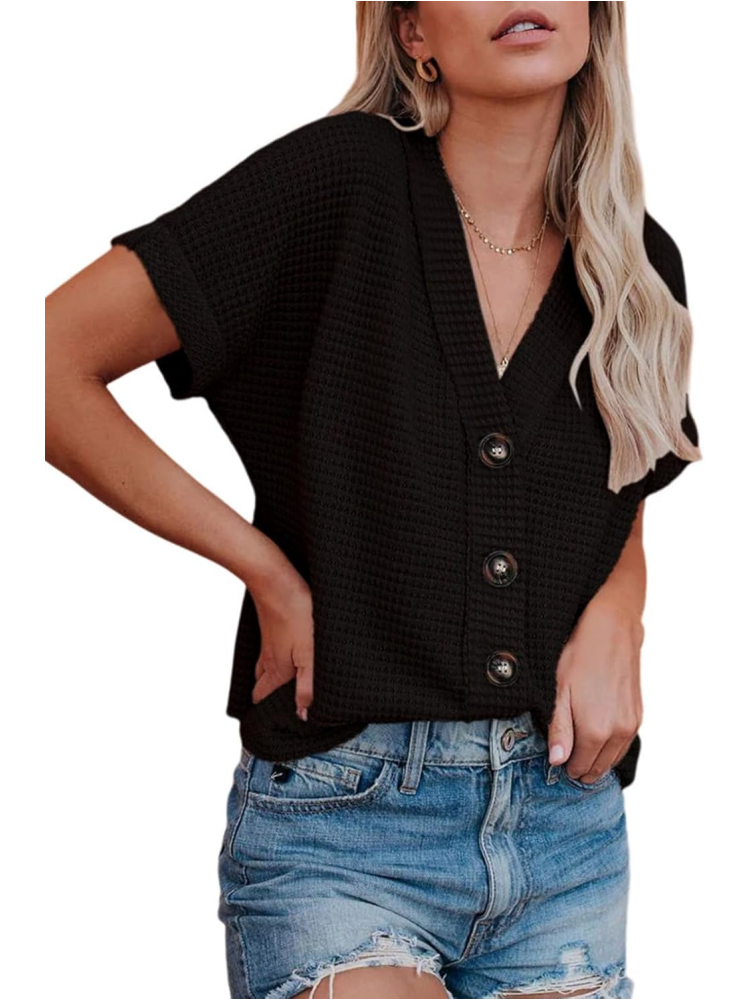 Women's Casual Waffle Knit Button Down Shirts (BUY 2 FREE SHIPPING)