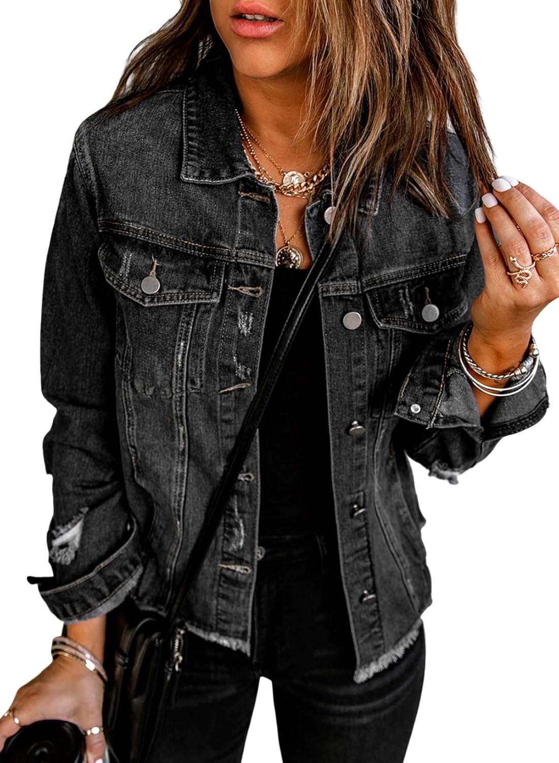 Womens Boyfriend Washed Crop Denim Jean Jacket Coat