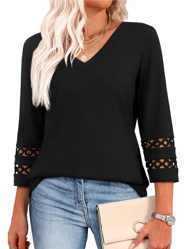Womens 3/4 Length Sleeve Dressy Casual Blouses