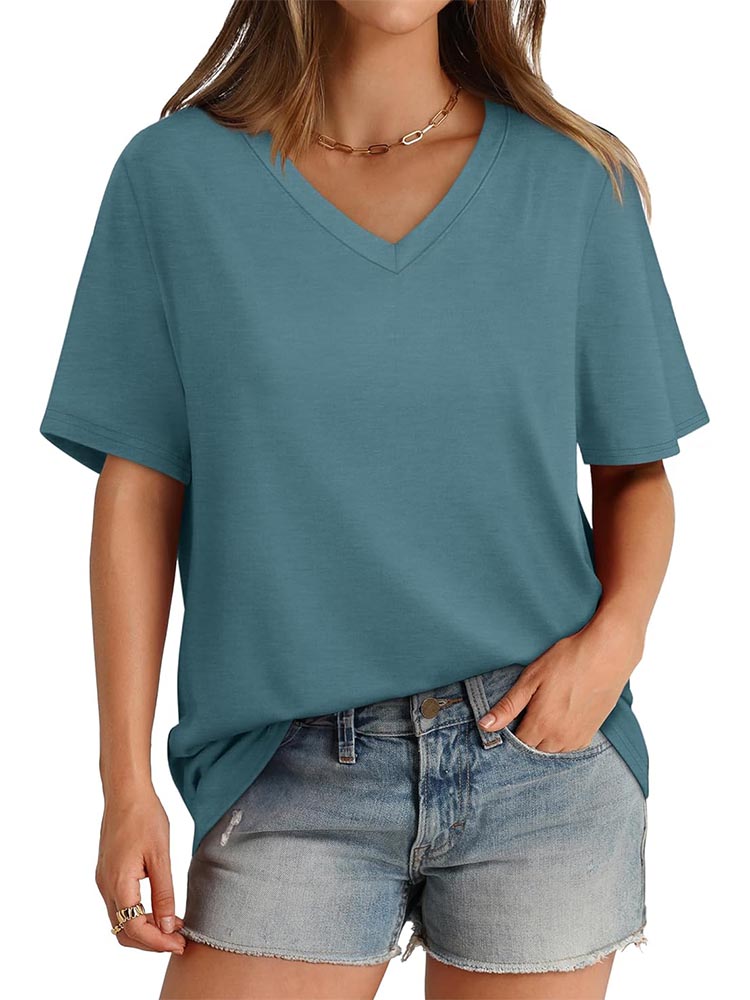 Womens V Neck Short Sleeve T Shirts (BUY 3 FREE SHIPPING)