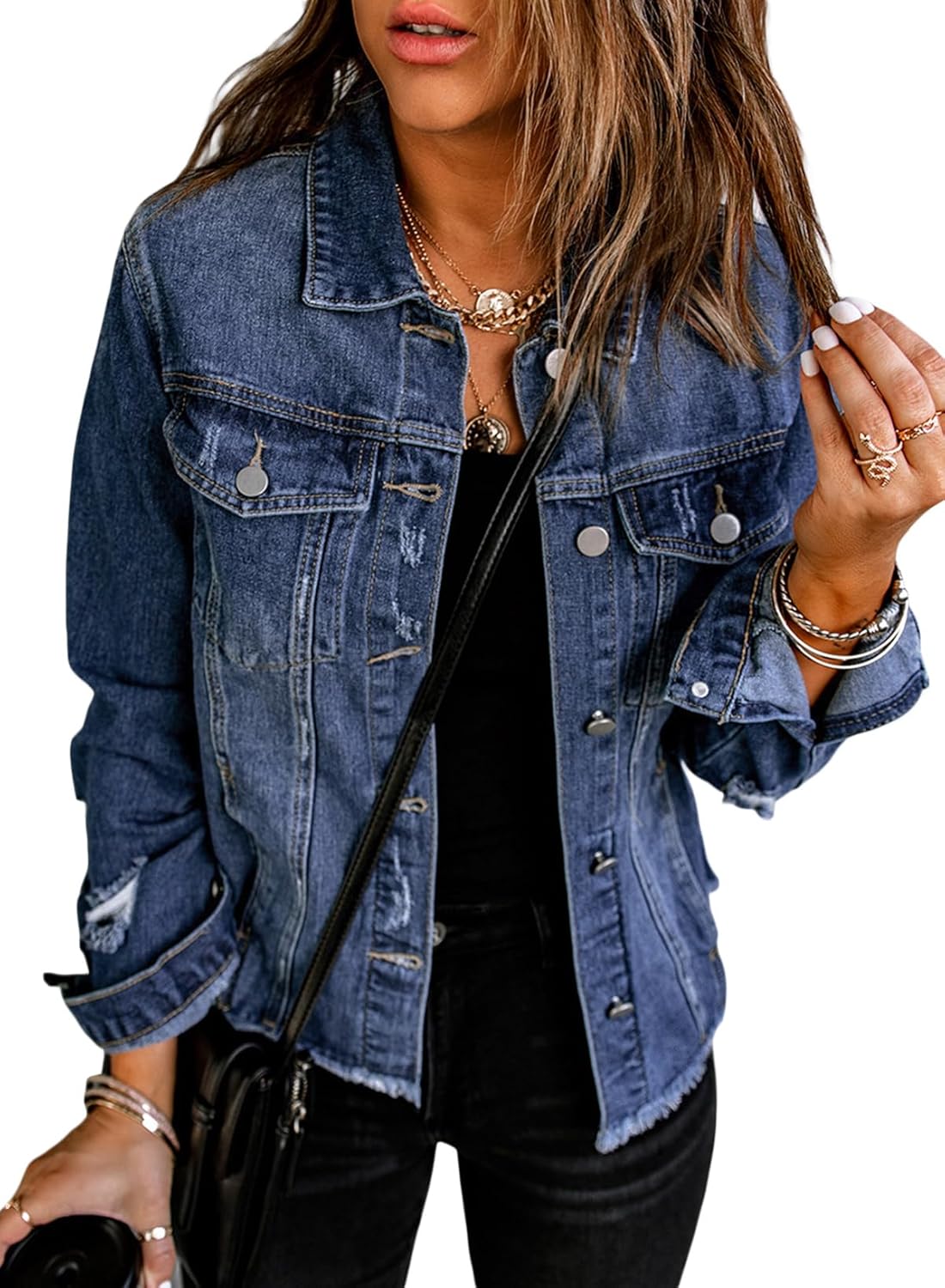Womens Boyfriend Washed Crop Denim Jean Jacket Coat