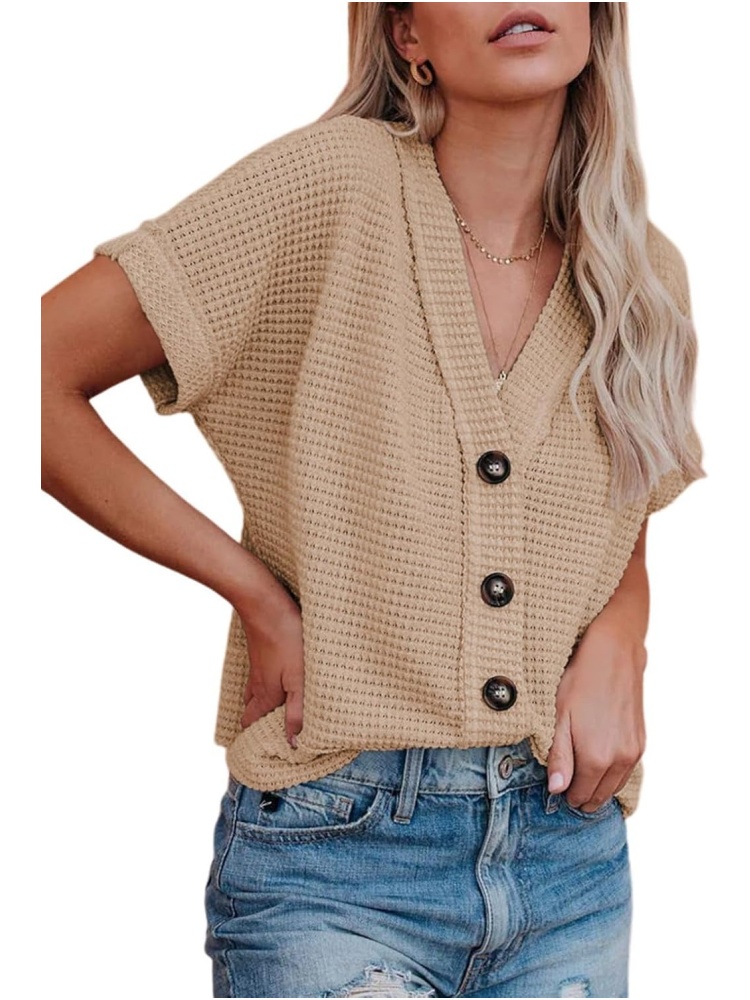 Women's Casual Waffle Knit Button Down Shirts (BUY 2 FREE SHIPPING)