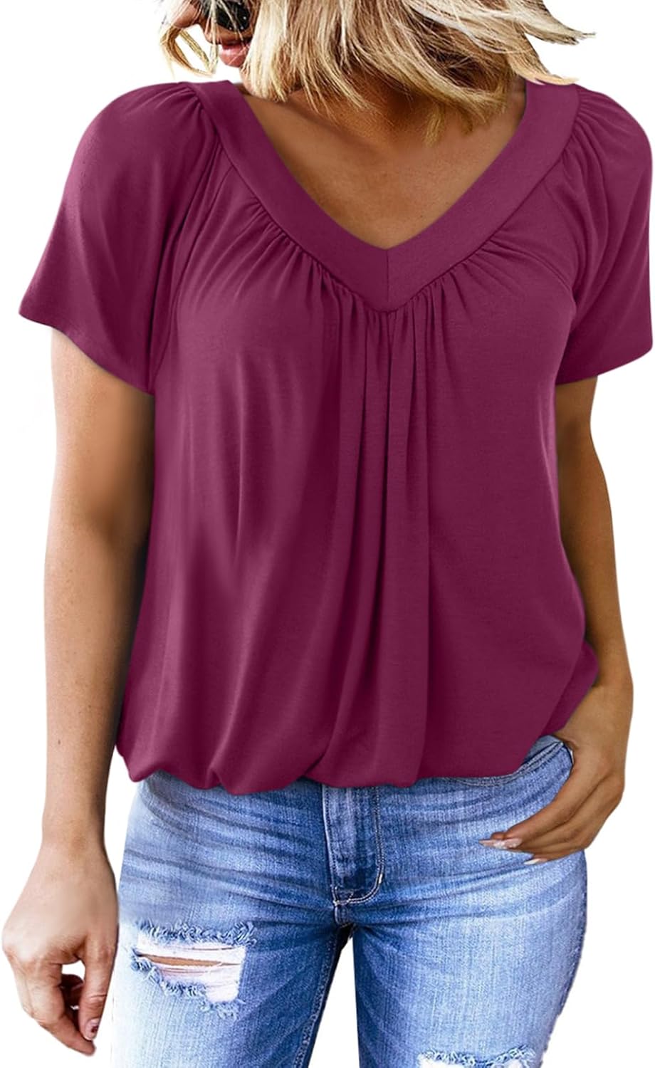 Women's Casual Short Sleeve V Neck Basic T-shirts (BUY 3 FREE SHIPPING)