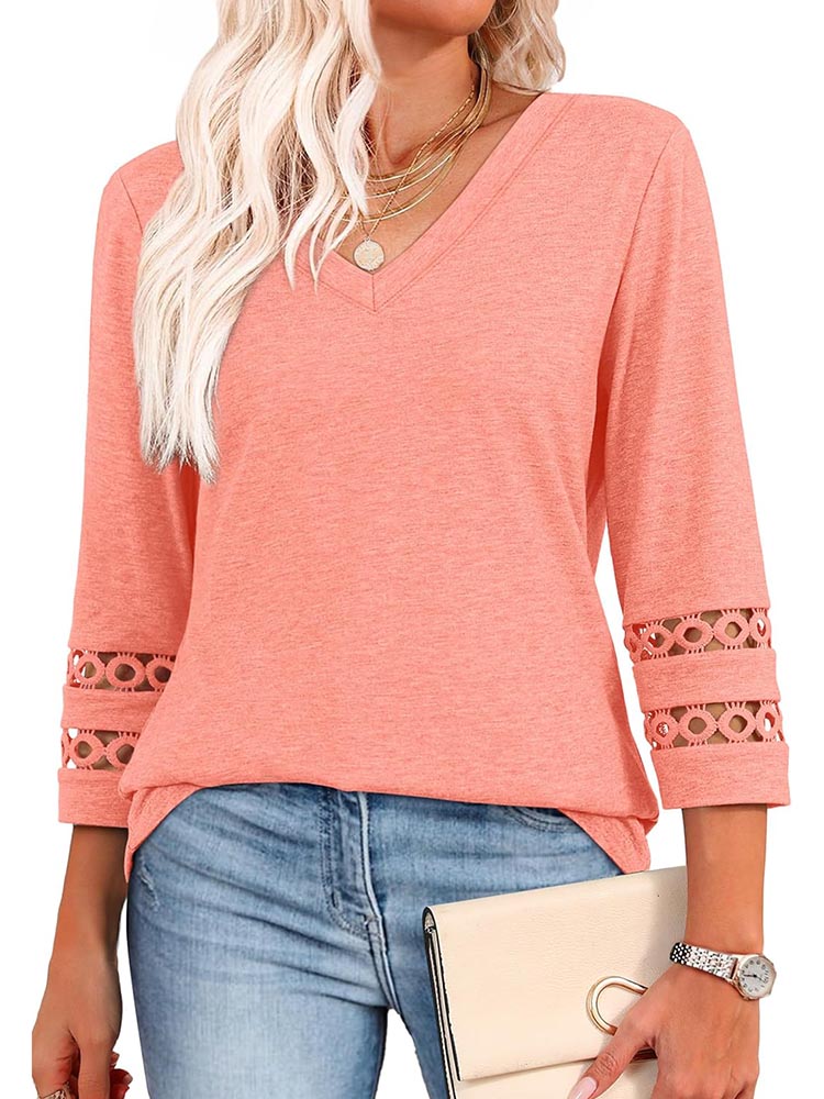 Womens 3/4 Length Sleeve Dressy Casual Blouses