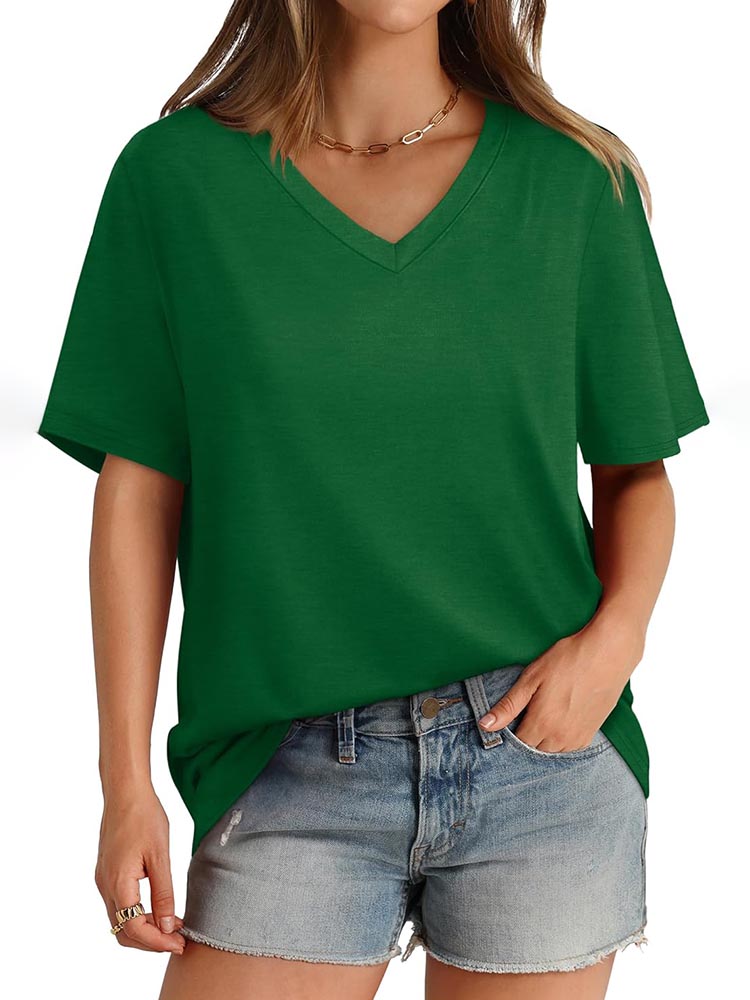 Womens V Neck Short Sleeve T Shirts (BUY 3 FREE SHIPPING)