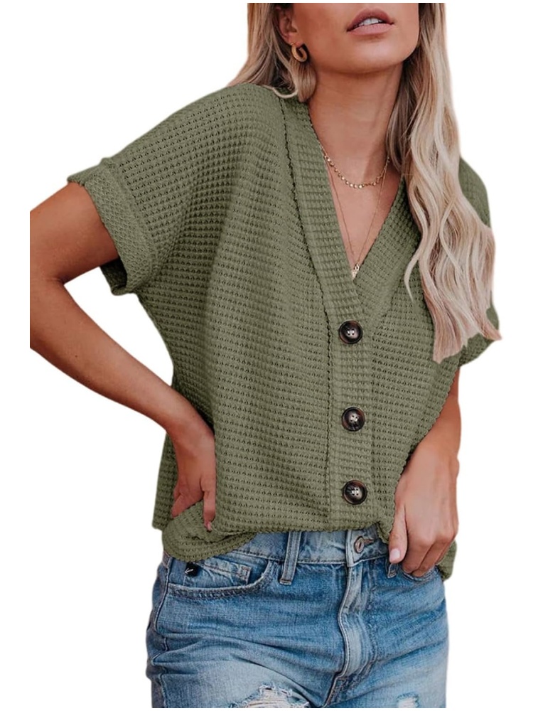 Women's Casual Waffle Knit Button Down Shirts (BUY 2 FREE SHIPPING)