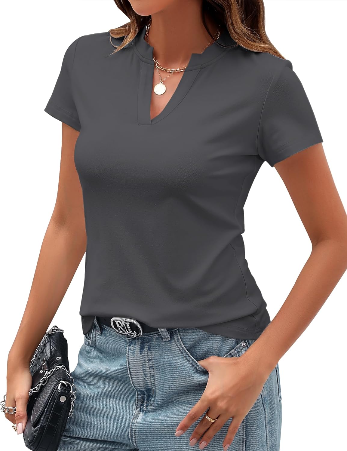 Women's Trendy Summer Short Sleeve Slim Fit Basic Tops