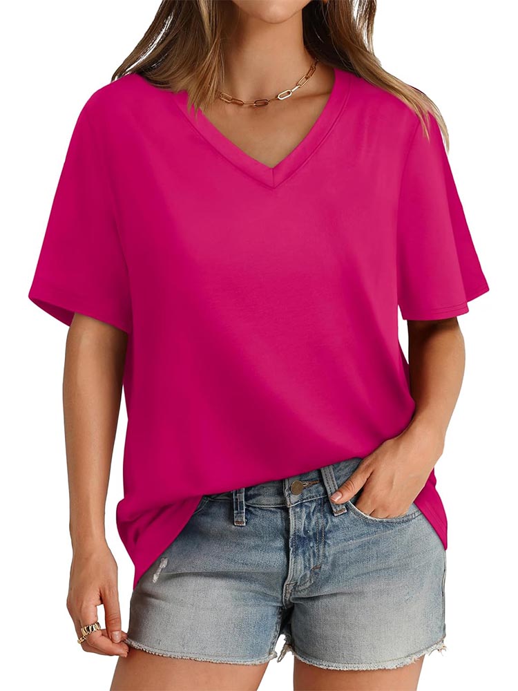 Womens V Neck Short Sleeve T Shirts (BUY 3 FREE SHIPPING)