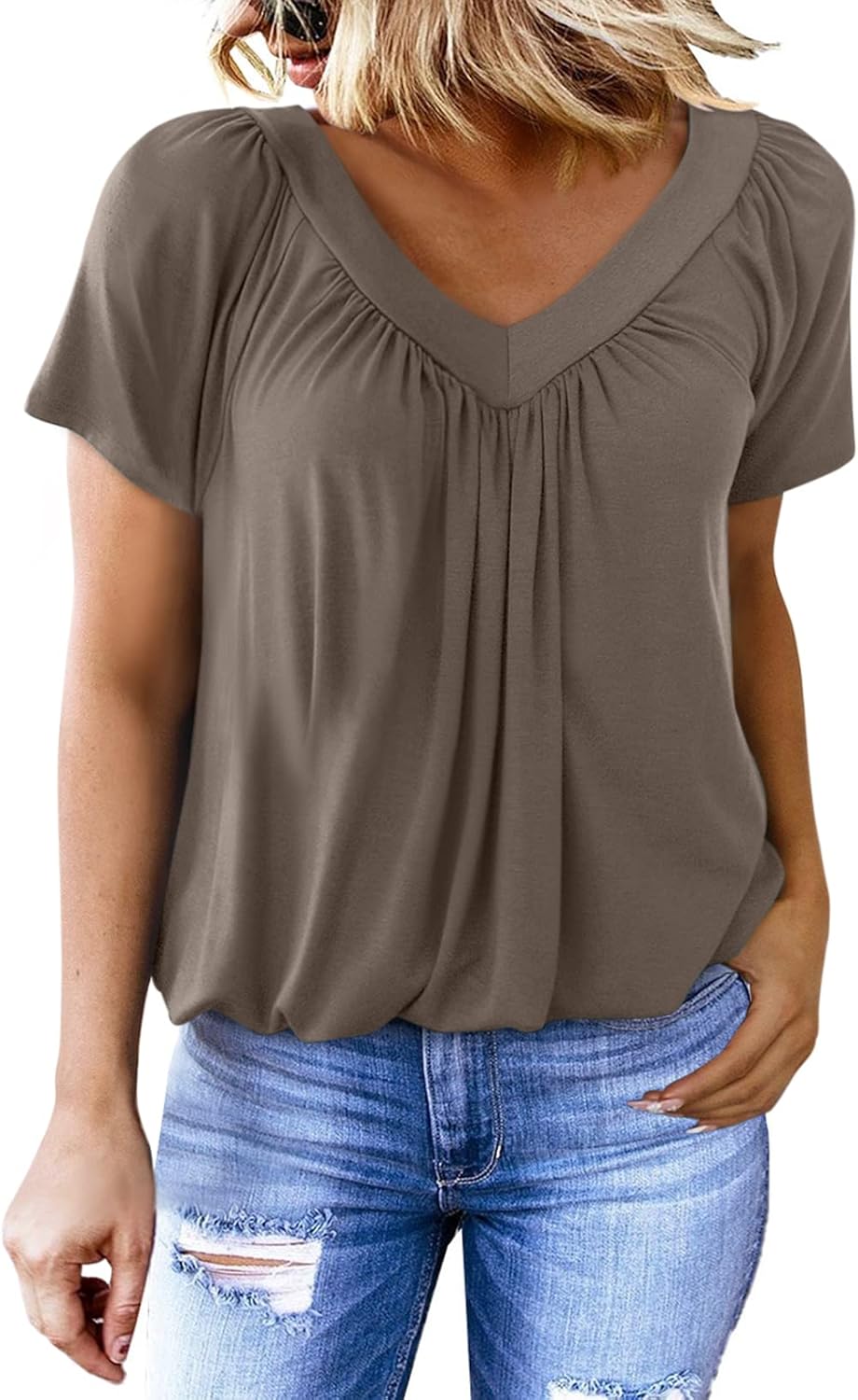 Women's Casual Short Sleeve V Neck Basic T-shirts (BUY 3 FREE SHIPPING)