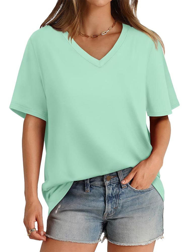Womens V Neck Short Sleeve T Shirts (BUY 3 FREE SHIPPING)