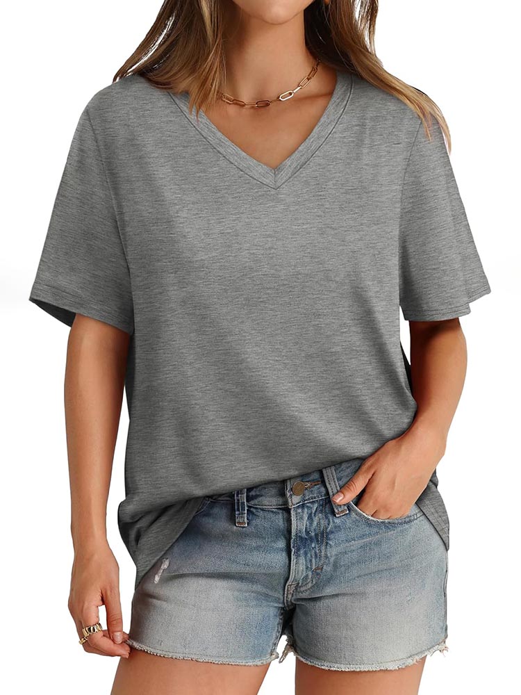 Womens V Neck Short Sleeve T Shirts (BUY 3 FREE SHIPPING)