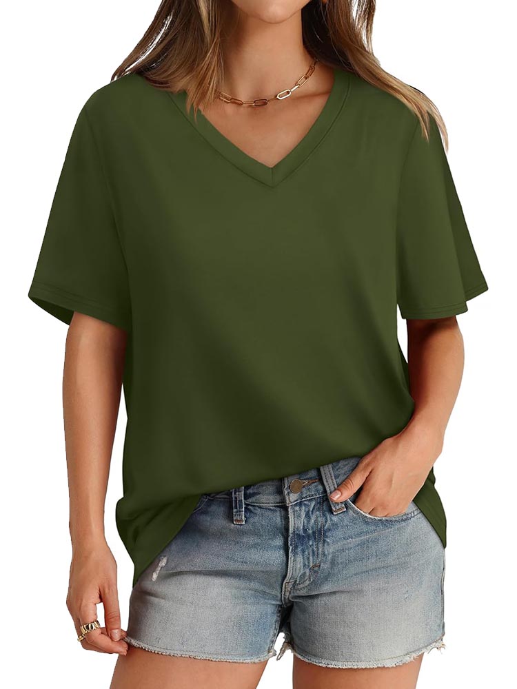 Womens V Neck Short Sleeve T Shirts (BUY 3 FREE SHIPPING)