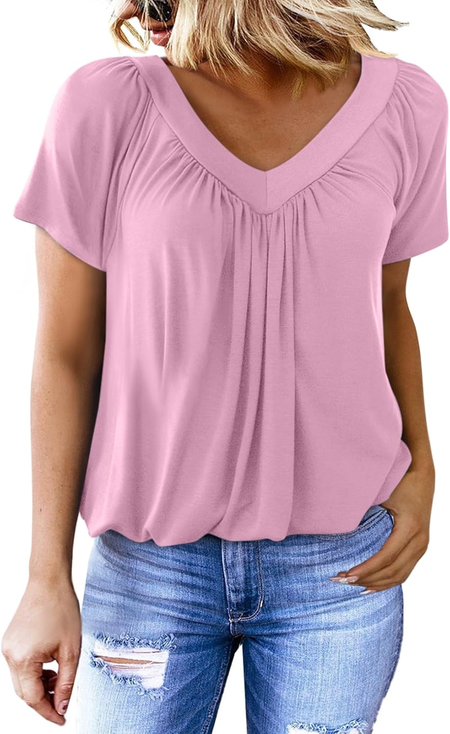 Women's Casual Short Sleeve V Neck Basic T-shirts (BUY 3 FREE SHIPPING)