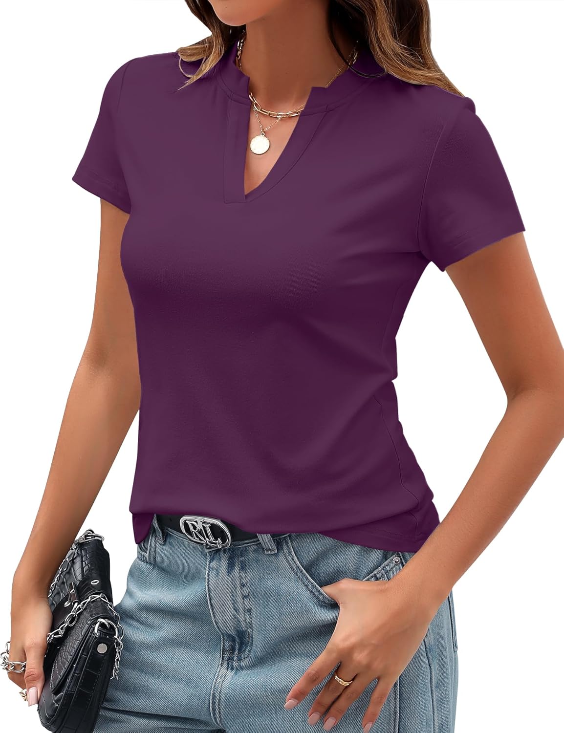 Women's Trendy Summer Short Sleeve Slim Fit Basic Tops