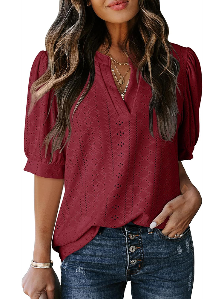 Womens Casual Hollow Out Cute Lace Tops (buy 3 free shipping)