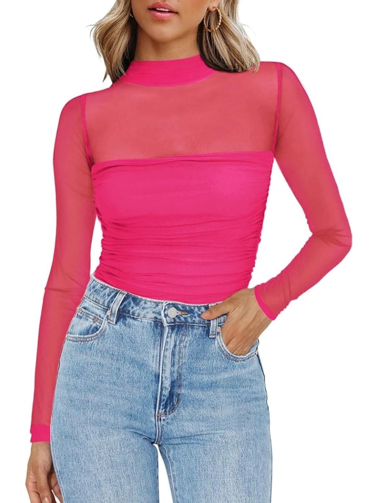 Women's Mesh Sheer Long Sleeve Top (buy 3 free shipping)