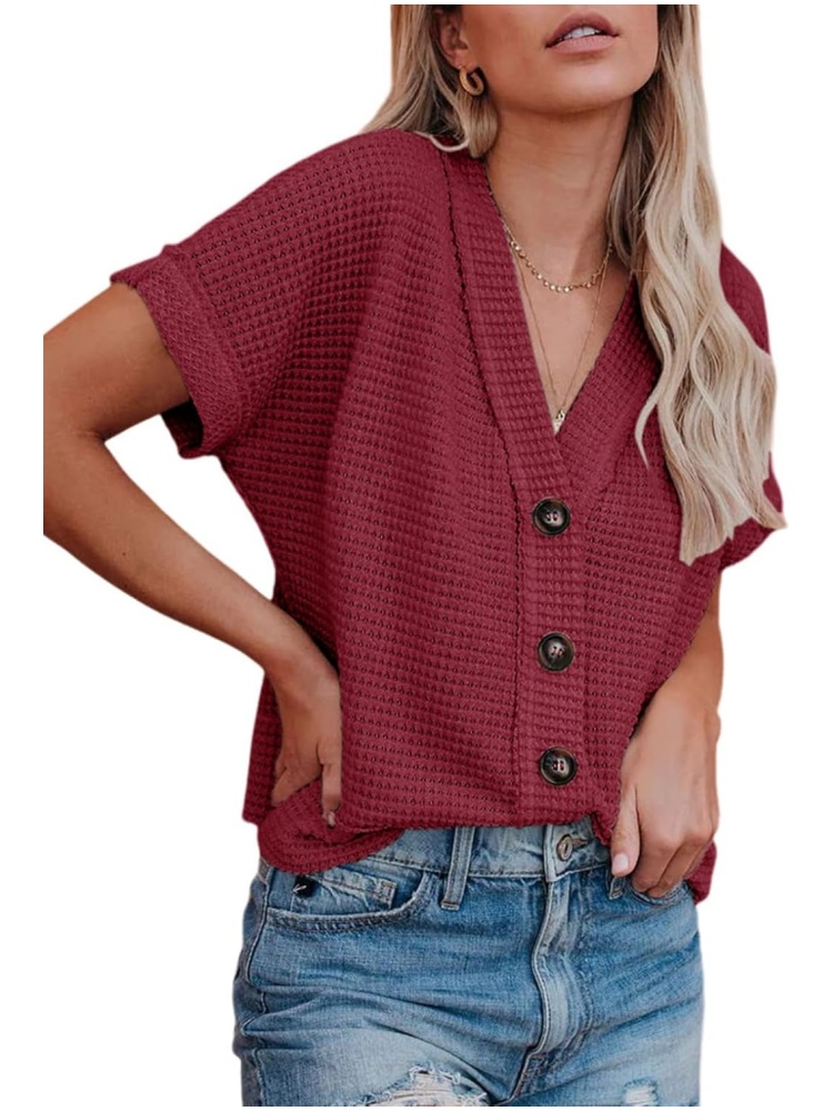 Women's Casual Waffle Knit Button Down Shirts (BUY 2 FREE SHIPPING)