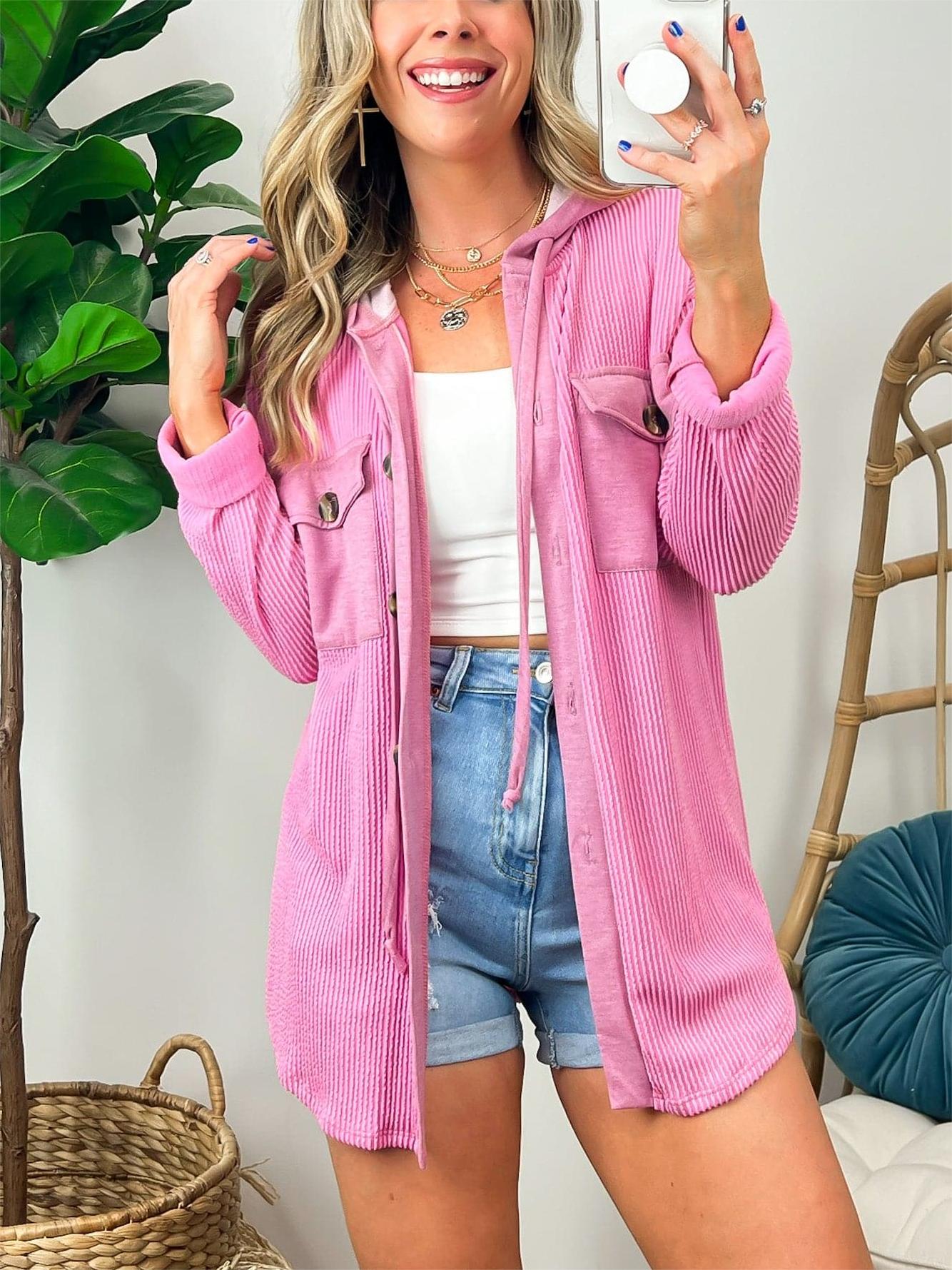 ⏰Hot Sale-Ribbed Button Hoodie Sweatshirt (Buy 2 Free Shipping)