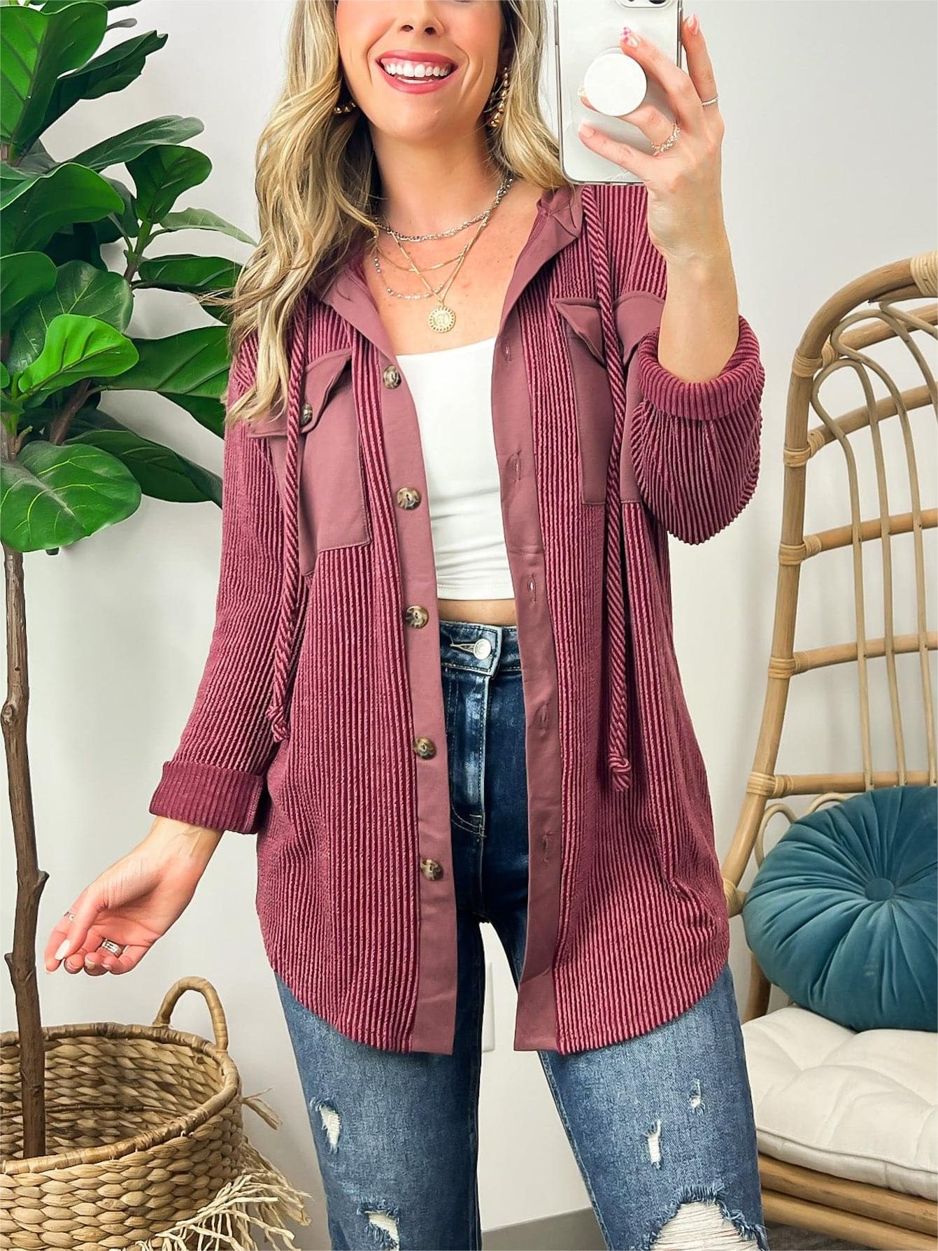 ⏰Hot Sale-Ribbed Button Hoodie Sweatshirt (Buy 2 Free Shipping)