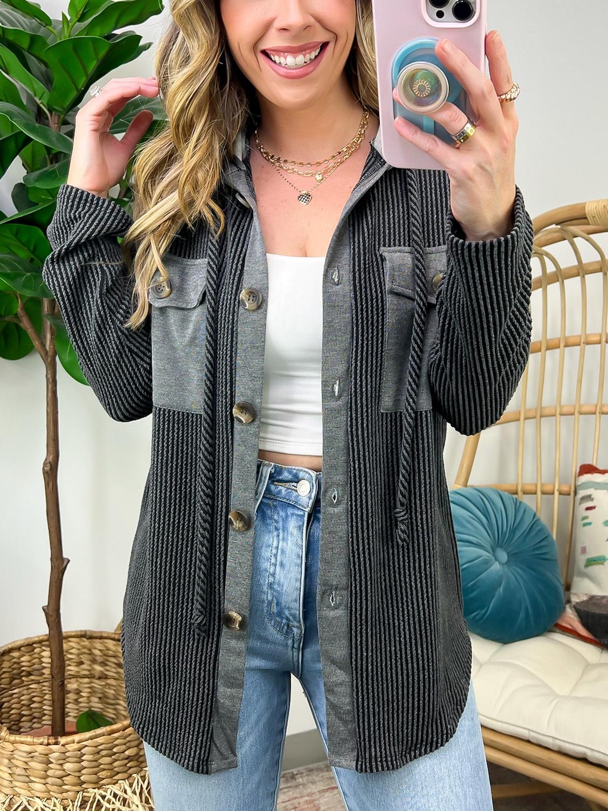 ⏰Hot Sale-Ribbed Button Hoodie Sweatshirt (Buy 2 Free Shipping)