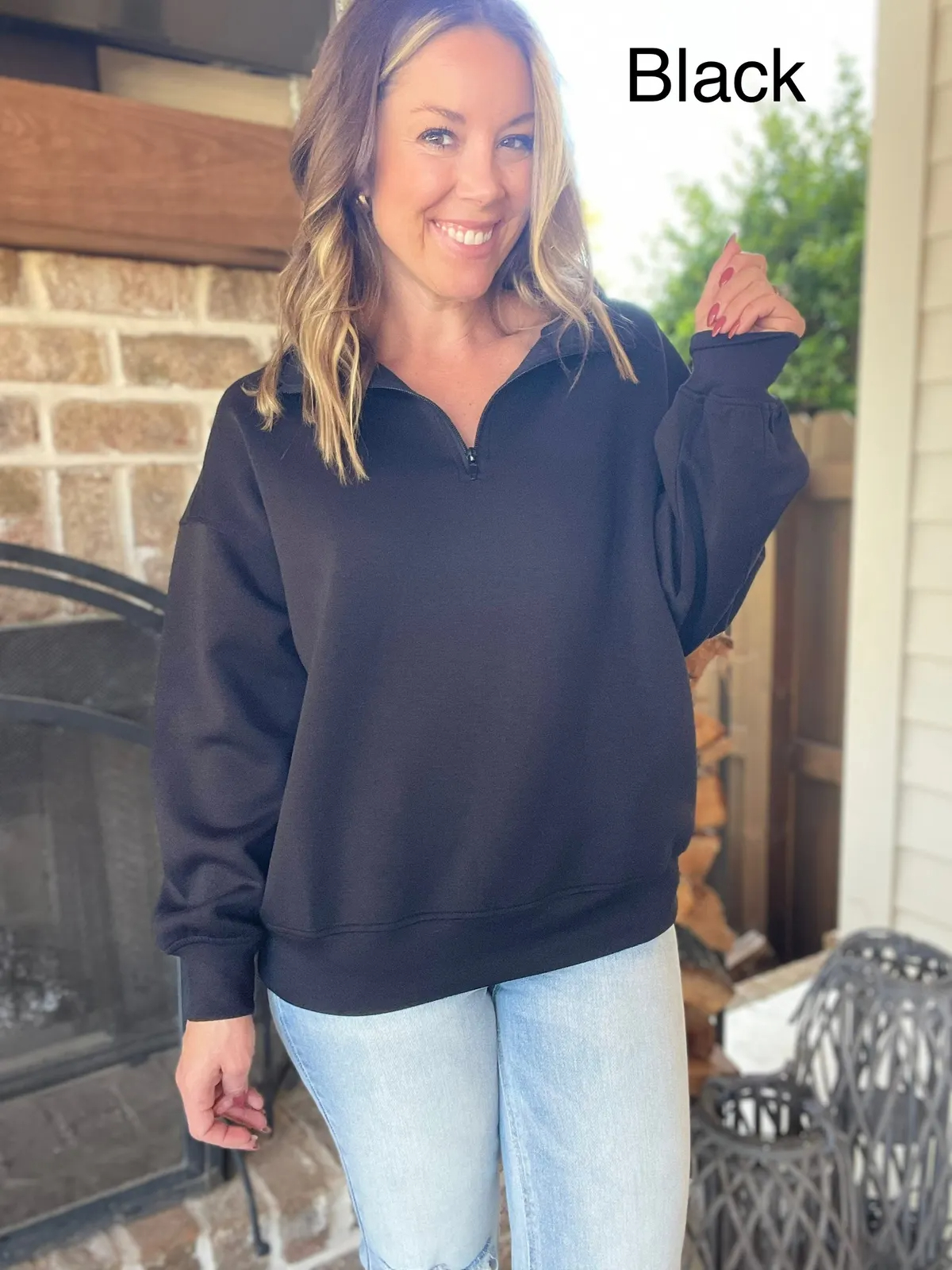 Women's Oversized Long Sleeve Quarter Zip Sweatshirts