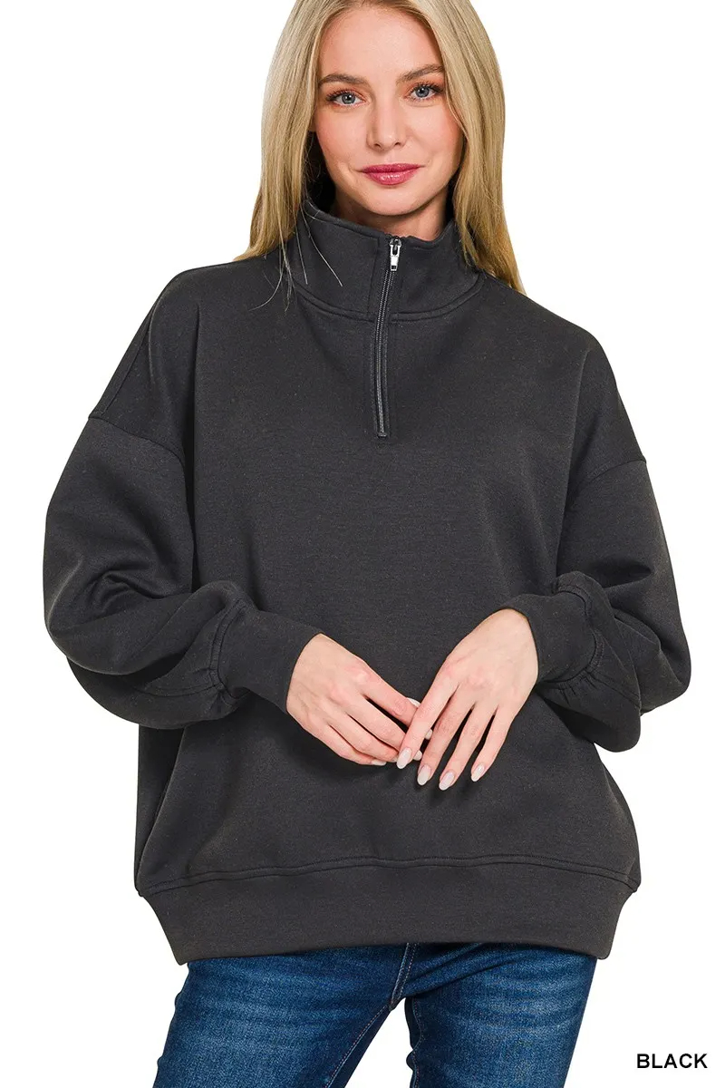 Women's Oversized Long Sleeve Quarter Zip Sweatshirts