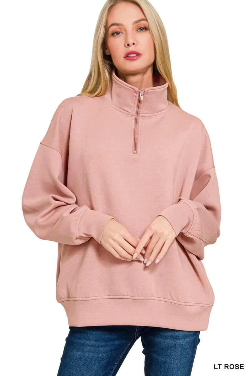Women's Oversized Long Sleeve Quarter Zip Sweatshirts