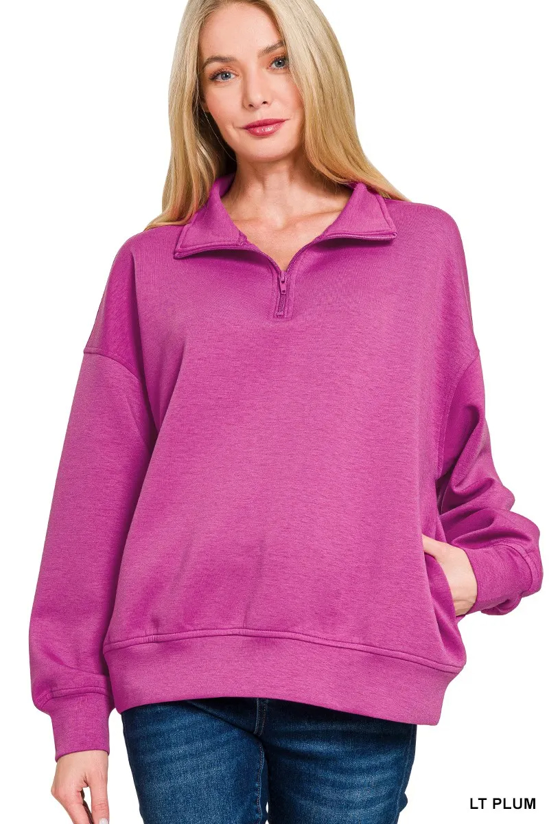 Women's Oversized Long Sleeve Quarter Zip Sweatshirts