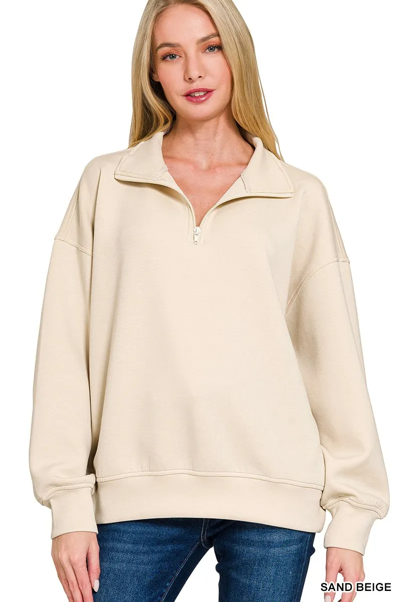 Women's Oversized Long Sleeve Quarter Zip Sweatshirts