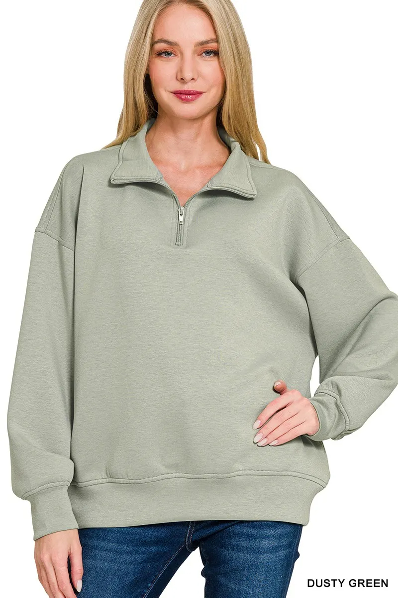 Women's Oversized Long Sleeve Quarter Zip Sweatshirts
