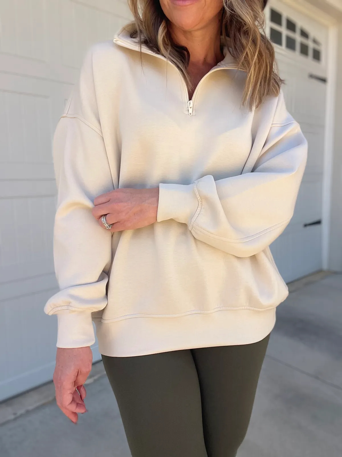 Women's Oversized Long Sleeve Quarter Zip Sweatshirts