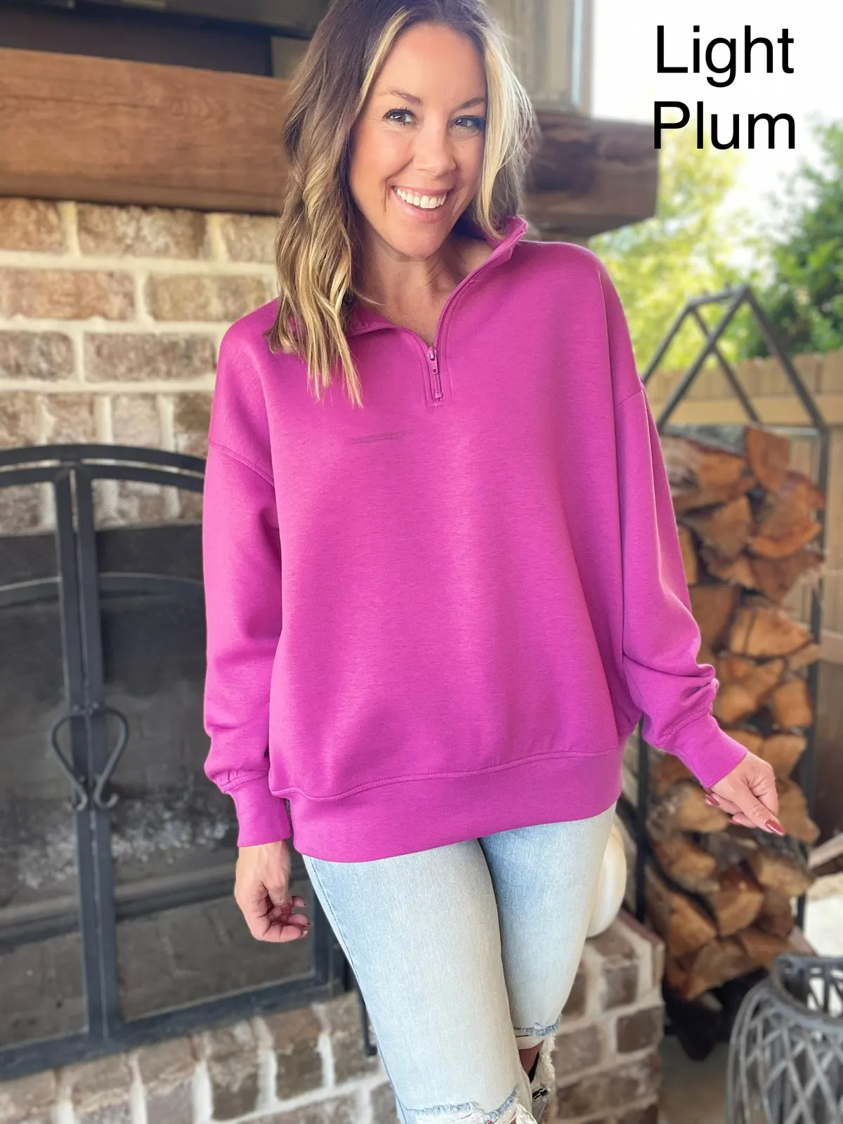 Women's Oversized Long Sleeve Quarter Zip Sweatshirts