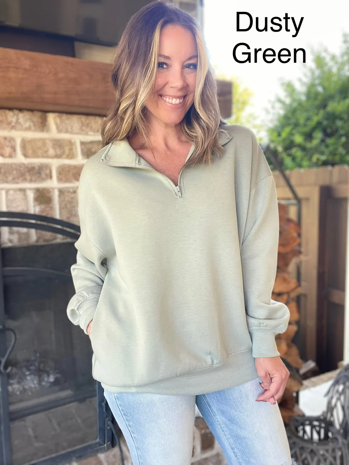 Women's Oversized Long Sleeve Quarter Zip Sweatshirts