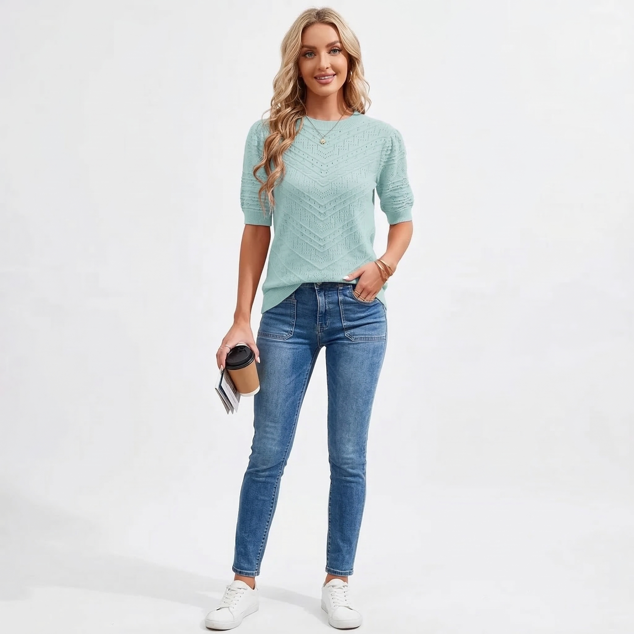 ✨Women Short Sleeves Pullover Sweaters Knit Blouse 